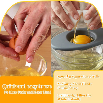 2PCS Silicone Egg Yolk Separator, Food-Grade Egg Separator for Raw Eggs, 3-Slit Yolk Separator Tool for Baking, Cooking