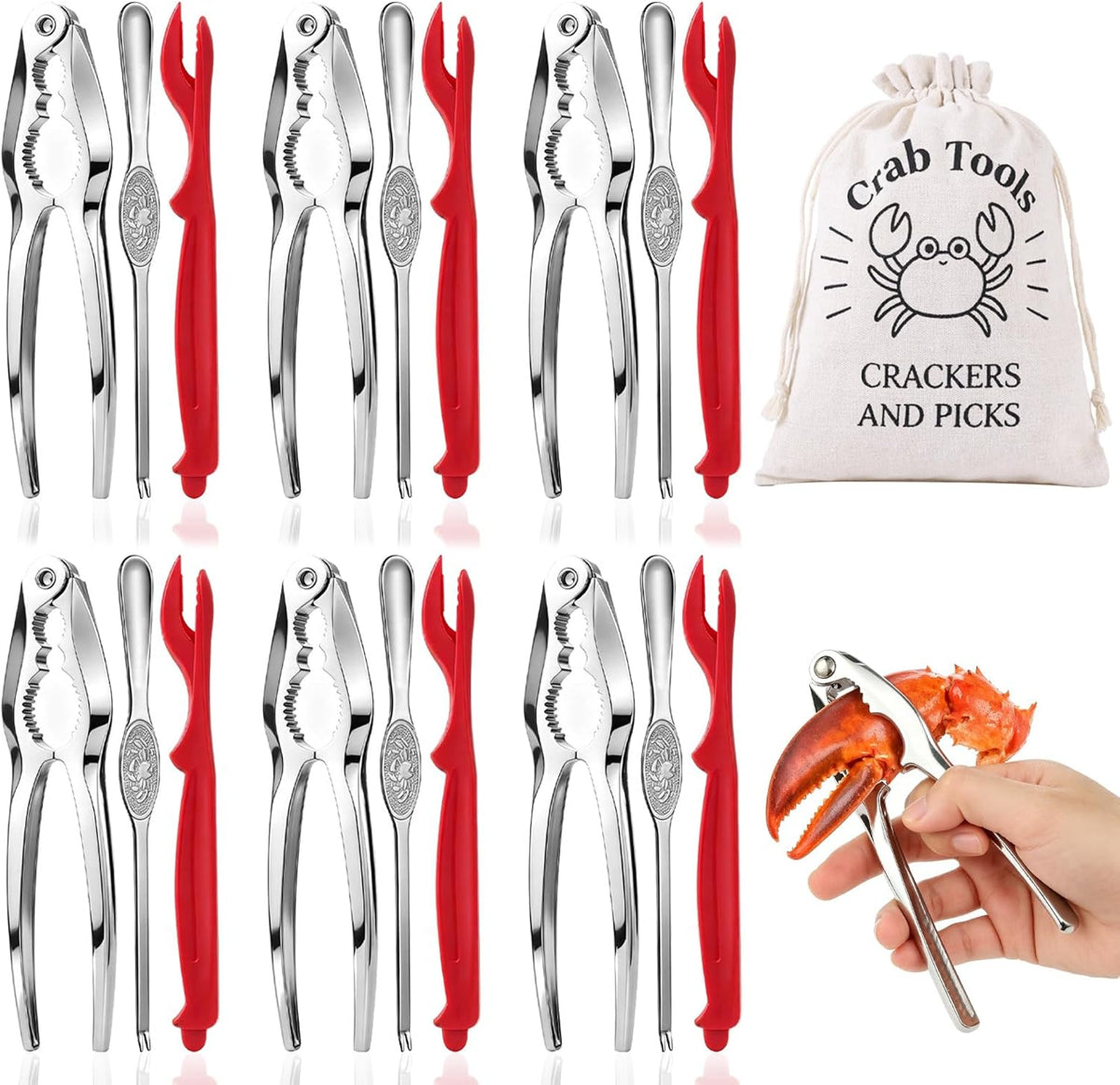 12 Pcs Crab Lobster Crackers And Picks Tools Nut Seafood Cracker Set