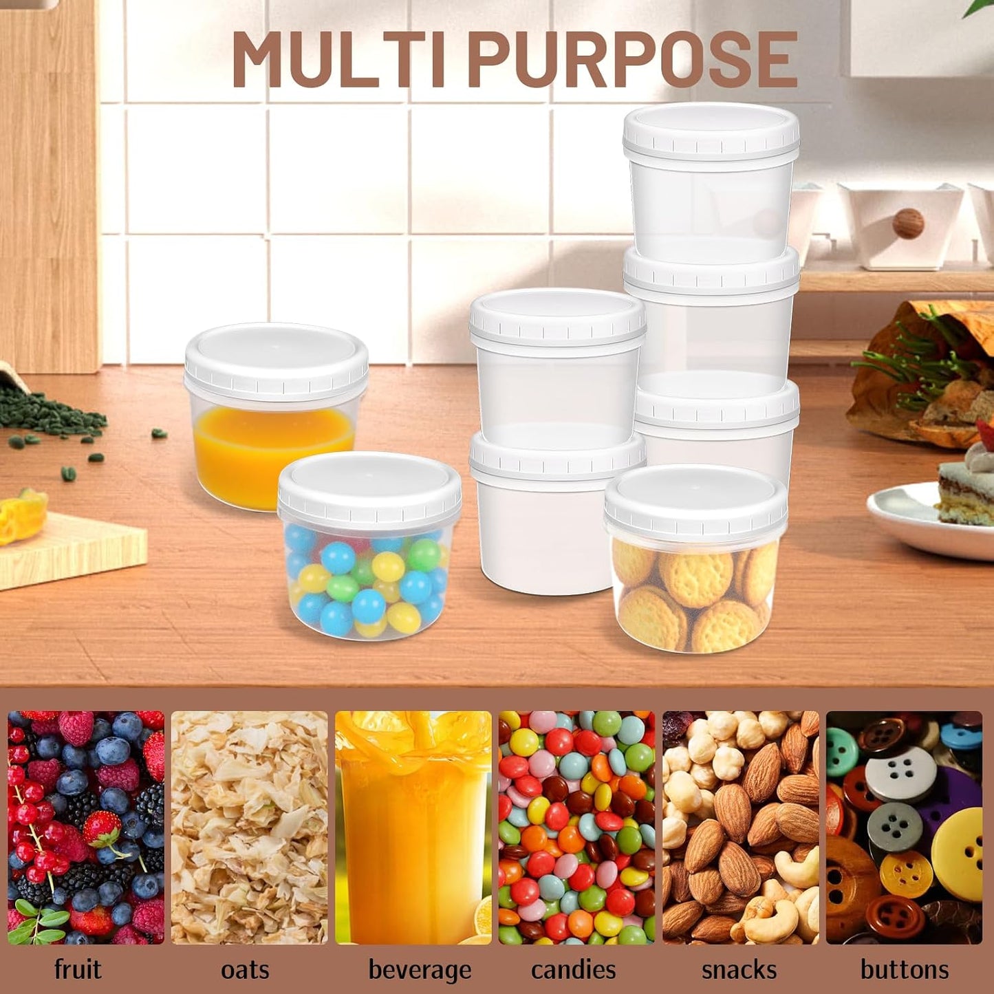 10 Pack 4oz Reusable Small Plastic Containers with Screw Lids, Small Food Storage Freezer Containers, Stackable Food Storage Jars, Sauce Condiment Jars Lunch Box Accessories