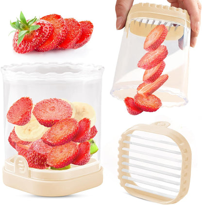 Creative Strawberry Slicer, Detachable Cutter with Push Plate (White)
