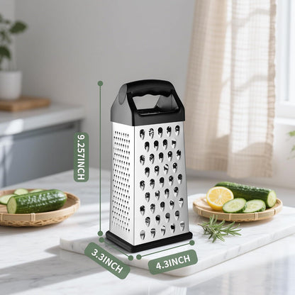 Kaishun Mini Cheese Grater,4-Sided Box Grater for Cheese, Vegetable & Fruit
