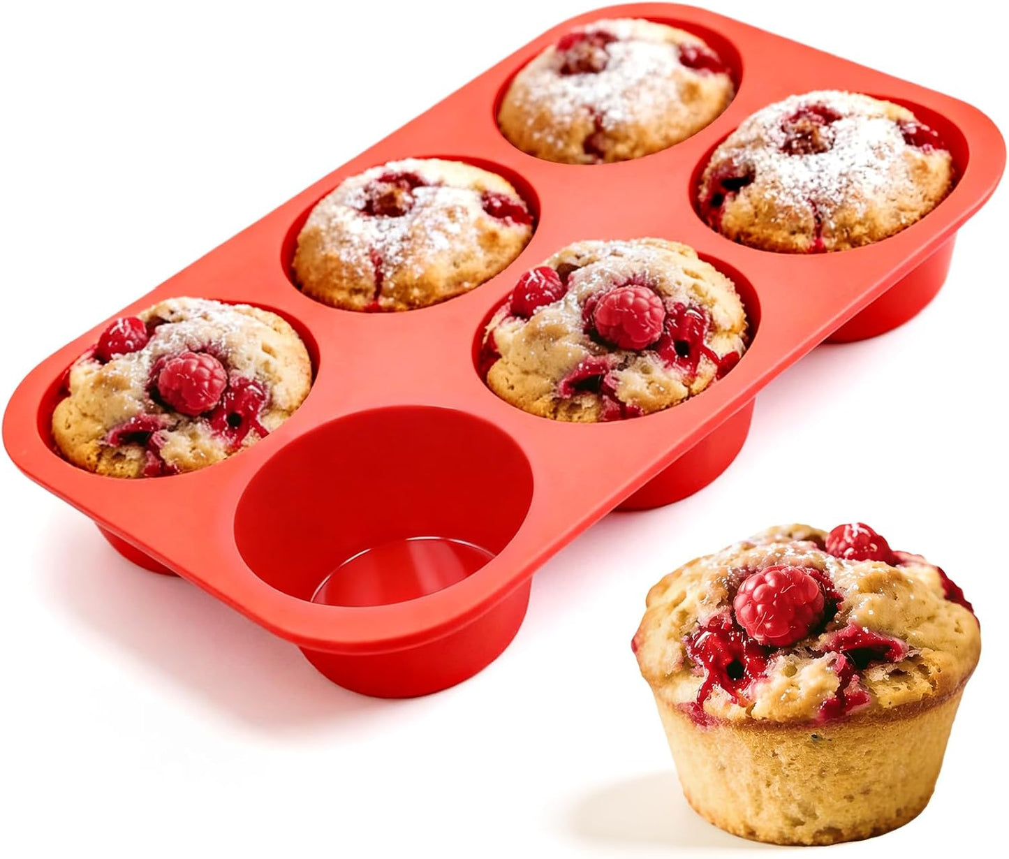 CAKETIME 12 Cups Silicone Muffin Pan - Nonstick Cupcake Pan 1 Pack Regular Size Silicone Mold for Baking