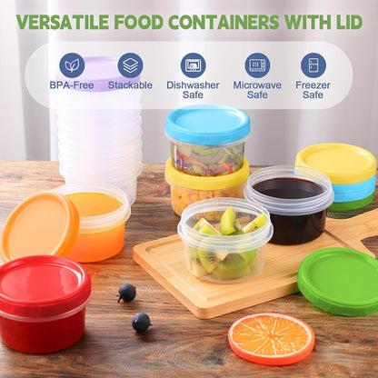 10 oz Plastic Containers with Lids, 12 Pack Stackable Small Freezer Container, Reusable Clear Food Storage Meal Prep Containers for Snack Fruit, Microwave & Dishwasher Safe