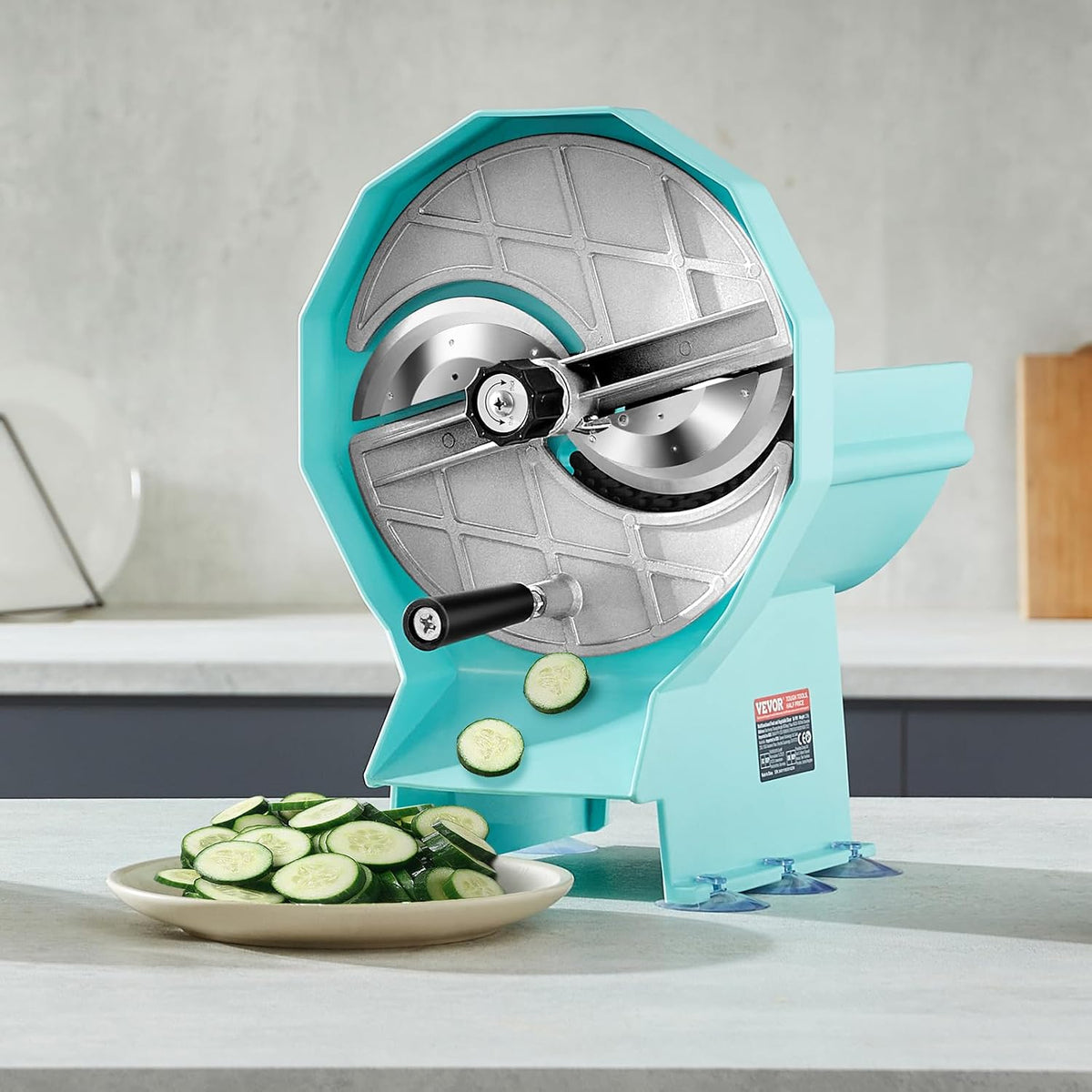 VEVOR Manual Vegetable Fruit Slicer, 0-0.5"/0-12mm Thickness Adjustable Commercial Slicer Machine, Stainless Steel Food Cutter Slicing Machine with 2 Spare Blades, for Potato, Cucumber, Lemon, Tomato