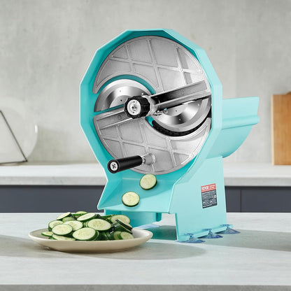 VEVOR Manual Vegetable Fruit Slicer, 0-0.5"/0-12mm Thickness Adjustable Commercial Slicer Machine, Stainless Steel Food Cutter Slicing Machine with 2 Spare Blades, for Potato, Cucumber, Lemon, Tomato