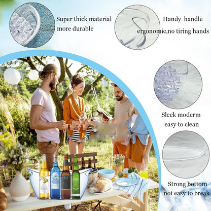 2 PCS Ice Bucket,Acrylic Ice Buckets for Parties,5.5L Extra Large Clear Champagne Beer Tub Mimosa Bar Supplies Kit Wine Beverage Bucket with Corkscrew&Scoop for Wine Cocktail Bar(Clear)