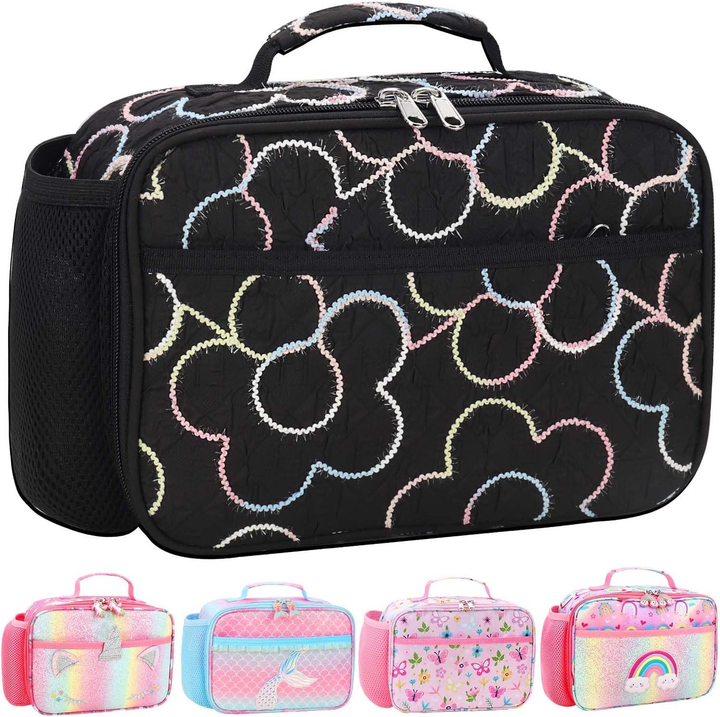 RHCPFOVR Kids Lunch Bag - Insulated Lunch Box for Boys Girls,Washable Lunch Bag and Reusable Toddler Leak-proof Lunchbox for School and Daycare - Colors A