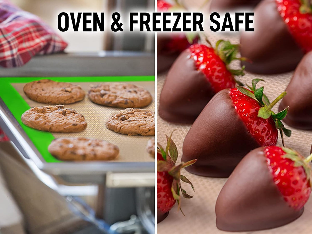 Zulay Kitchen Silicone Baking Mat – 16.5"×11.6" BPA-Free Reusable Baking Sheet, Heat Resistant 480°F – Non-Slip Border, Perfect for Cookies, Bread, Pastries & Oven Use - (Dark Gray)