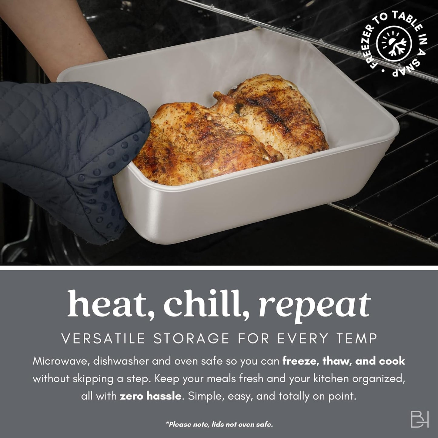 Ceramic Coated Glass Food Storage Container | No PTFE, PFOA, PFAS, and BPA | Reusable Non Toxic Meal Prep Container with Glass Lid | Easy To Store | 3 Cup Rectangle [Onyx]