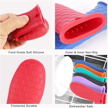 8 Pcs Non-Slip Silicone Hot Handle Holder & Assist Grips, Potholder for Cast Iron Skillets, Heat Resistant Handle Cover Sleeve for Frying Pans, Casserole, Cookware Handles, Lake Blue
