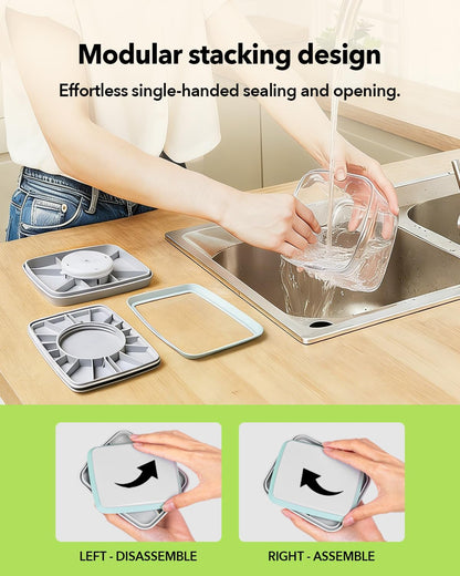 Airtight Food Storage with One-Touch Lid, (3 × 1.27 QT / 1.2 L) Stackable Durable PET for Sugar, Grains, Coffee Beans, and Baking Pantry Organization