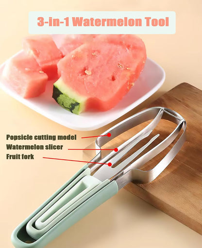 3-in-1 Stainless Steel Watermelon Cutter Slicer Tool, Popsicle Cutter