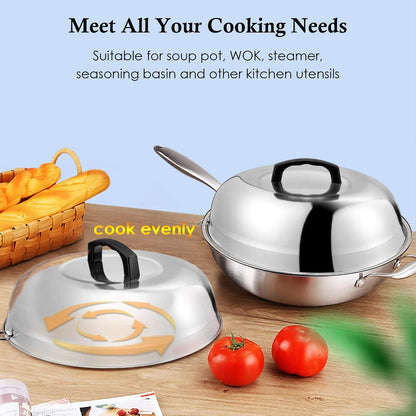 HaSteeL Cheese Melting Dome Set of 2, 12 Inch Round Basting Cover Metal Steam Cover, Stainless Steel Griddle Accessories for Flat Top Grill/Outdoor BBQ/Kitchen Cooking