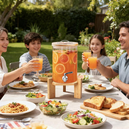 2.1 Gallon Drink Dispenser for Party,Glass Beverage Dispenser With Stand