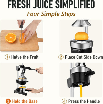 TONGCHANT Cast Iron Manual Juicer for Orange Lemon Citrus Fruit & Lime
