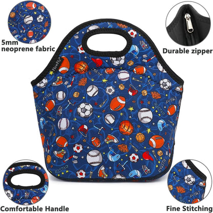 FlowFly Neoprene kids Lunch box Insulated Soft Bag Mini Cooler Thermal Meal Tote Kit for Boys, Girls,Men,Women,School,Work, Office,Black