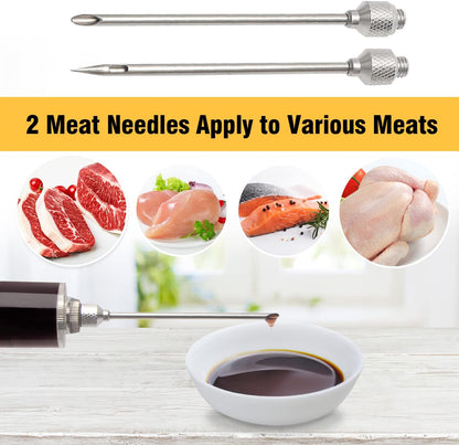 Meat Injector, Plastic Marinade Turkey Injector Syringe with Screw-on Meat Needle for Smoker BBQ Grill, 1-oz, Red, Recipe E-Book (Download PDF)