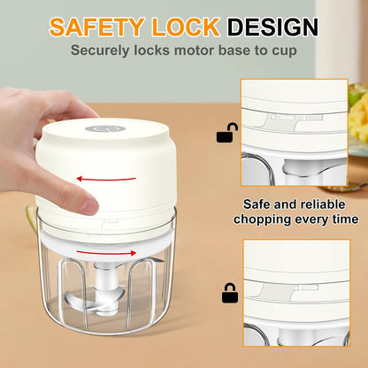 Garlic Chopper, 250ML Garlic Mincer, Electric Mini Food Processor
