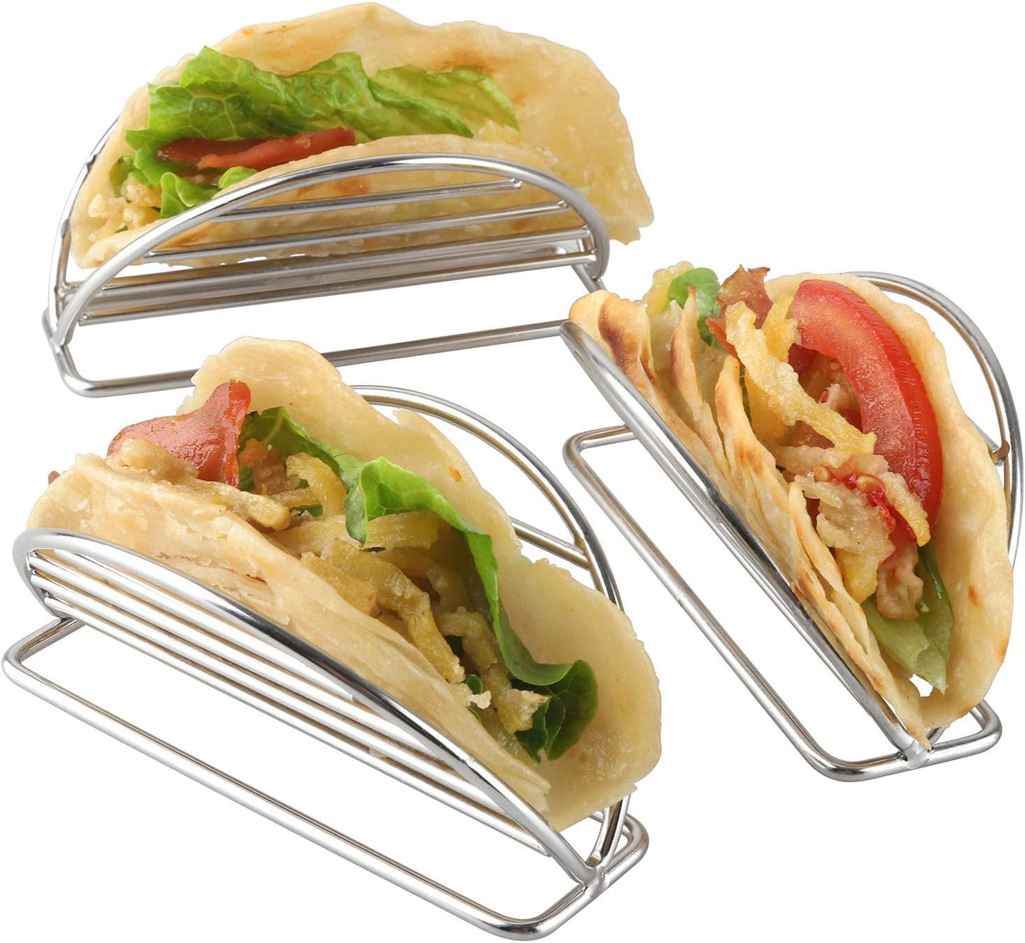 Taco Holders Stand Stainless Steel Taco Rack Tray Stand Up Holder Kitchen Set for Tortillas, Burritos, Parties & Restaurants (Taco Holder)