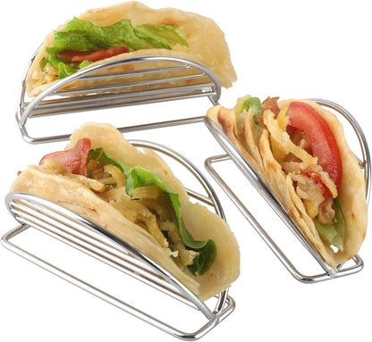 Taco Holders Stand Stainless Steel Taco Rack Tray Stand Up Holder Kitchen Set for Tortillas, Burritos, Parties & Restaurants (Taco Holder)