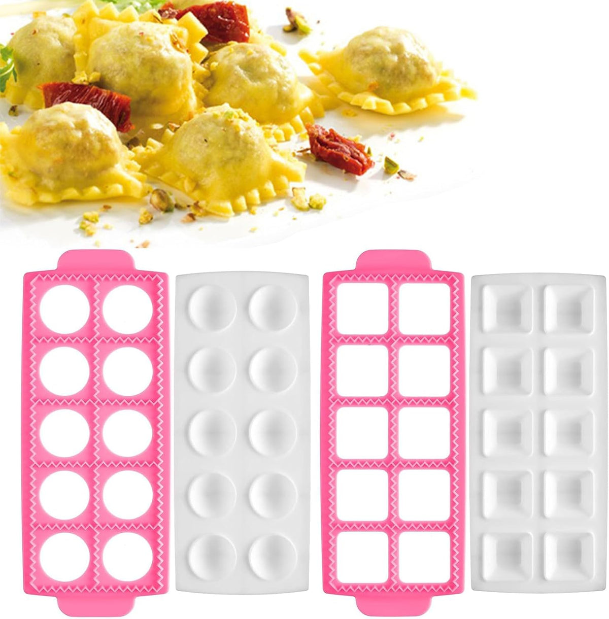 2 Pcs Ravioli Maker,Ravioli Press,Round And Square