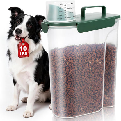 TBMax 10 Lbs Cat Dog Food Storage Container, 2026 Upgraded Large Pouring Container for Pet Food Storage, Bird Seed Dispenser, Portable Travel Kibble Holder -Dark Green