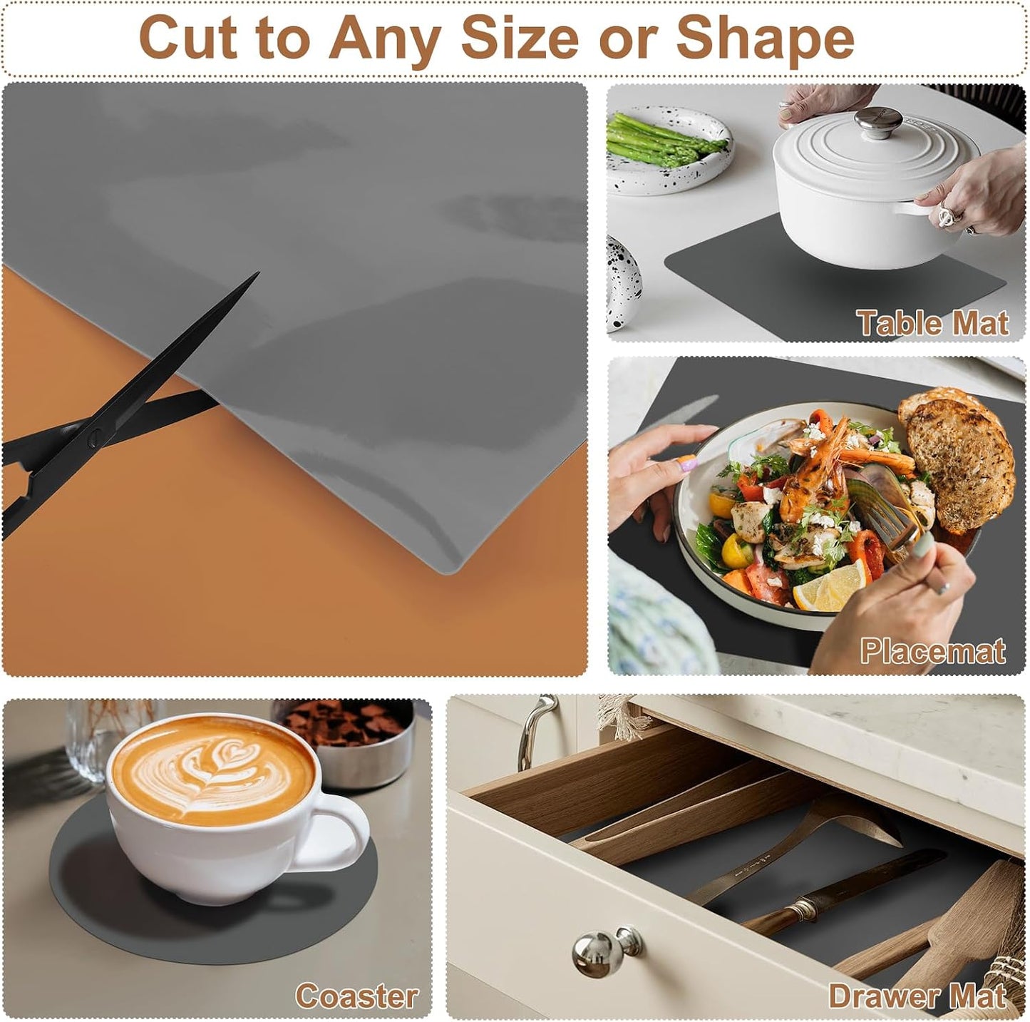 Gartful 78.7 x 15.7 inch Extra Large Silicone Mat for Kitchen, Non Slip Countertop Protector Heat-Resistant Multipurpose Pad for Dinner Table, Coffee Bar, Black