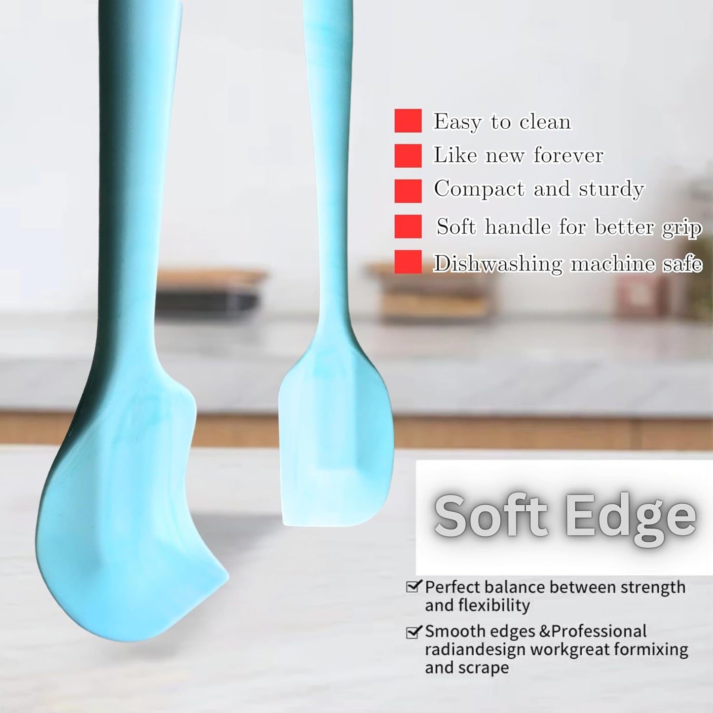 Silicone Marbled Spatula Set of 6, Black | 446F Heat-Resistant, One-Piece Steel Core, Non-Stick, Dishwasher Safe