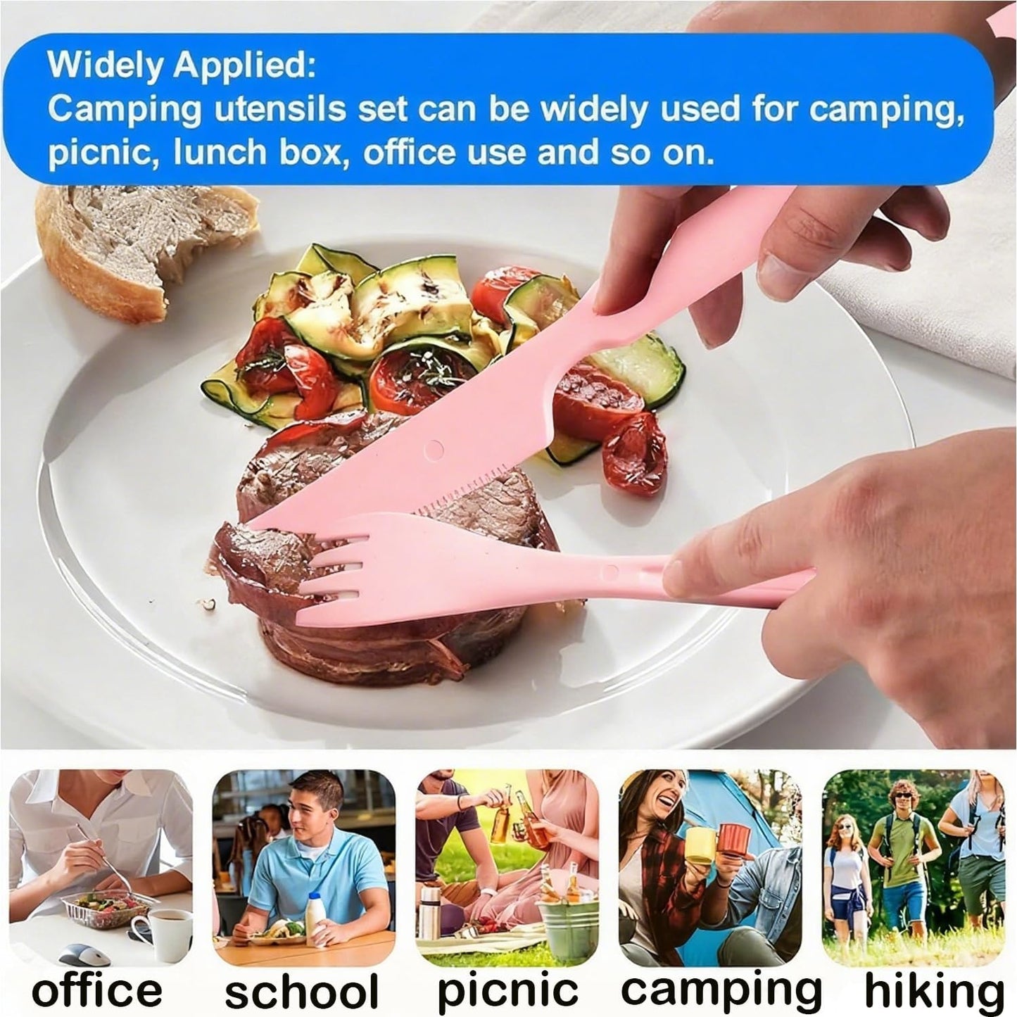 Reusable Utensils Set with Case, Wheat Straw Portable Spoon and Fork Set, Plastic Work School Kids Adults or Daily Use Cutlery Set - for Lunch Box Use Outdoor (Red)