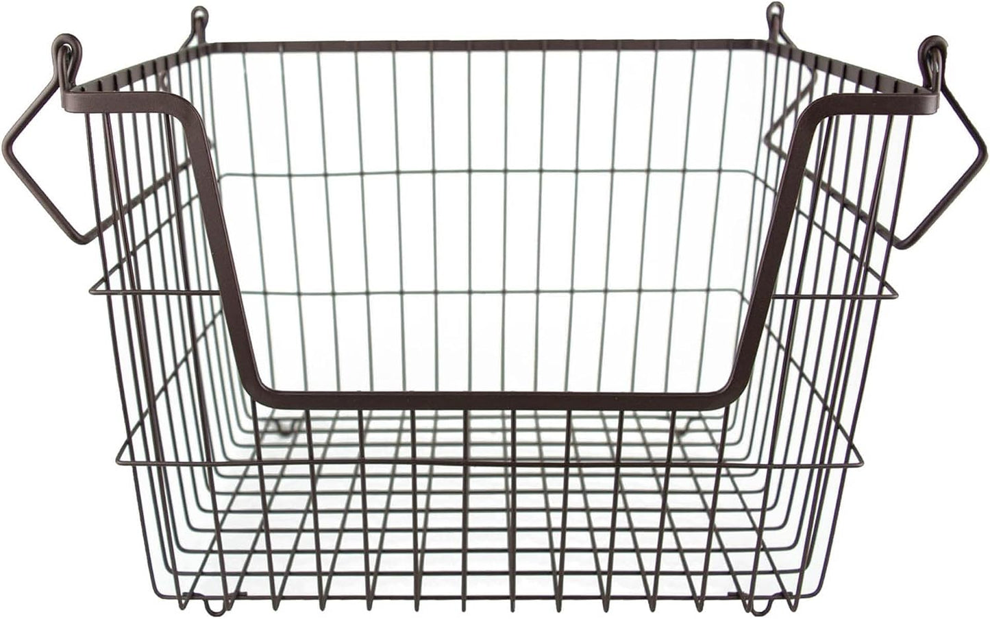 DII Metal Wire Mesh Stackable Utility Storage Bin, Small Round, 12x12x10", Bronze