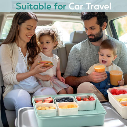 Snackle Box Container for Adults with 9 Compartment, Divided Serving Tray Snack Box Containers with Lid and Handle, Charcuterie Boxes Portable Snack Platter for Fruit Veggie Party Travel, White