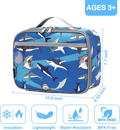 FlowFly Kids Lunch box Insulated Soft Bag Mini Cooler Back to School Thermal Meal Tote Kit for Girls, Boys, Black