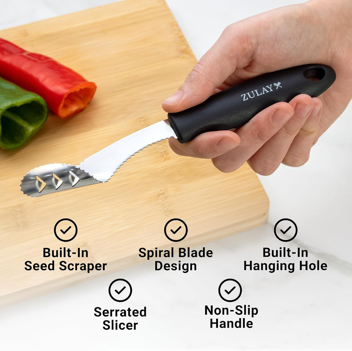 Zulay Kitchen Stainless Steel Jalapeno Corer & Seed Remover