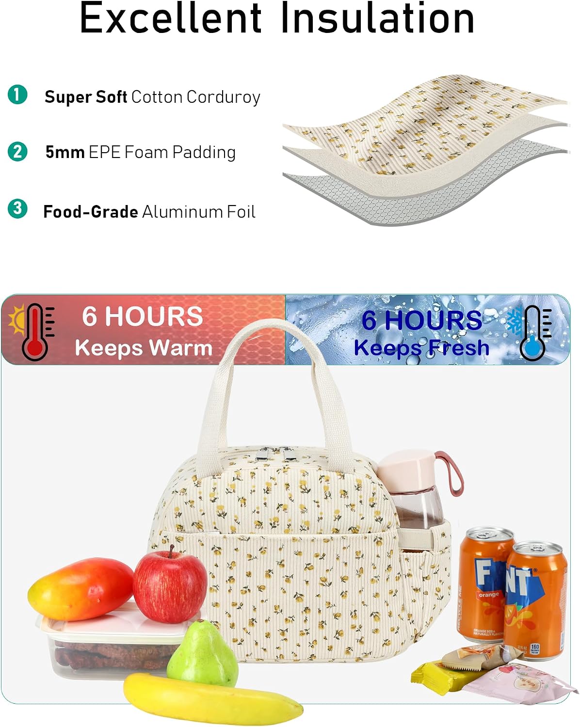 Lunch Box Lunch Bag Insulated Lunchbox Cute Reusable Lunch Tote bags for School Work Picnic for Kids Girls Women (Pink Bowknot)