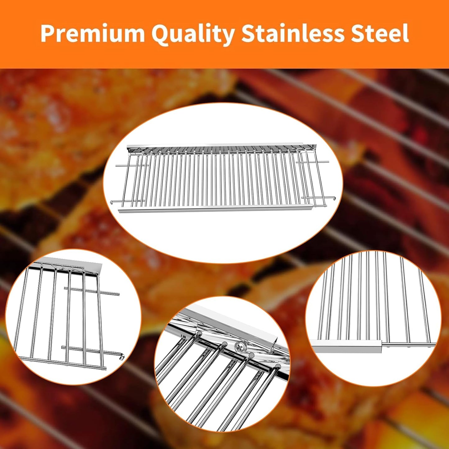 Utheer 2-Pack Griddle Warming Rack for Blackstone 28" Griddles, Stainless Steel Flat Top Grill Accessories | Reversible Rack Adds Prep Space, Foldable Clip-On Design Expands Cooking & Holding Area
