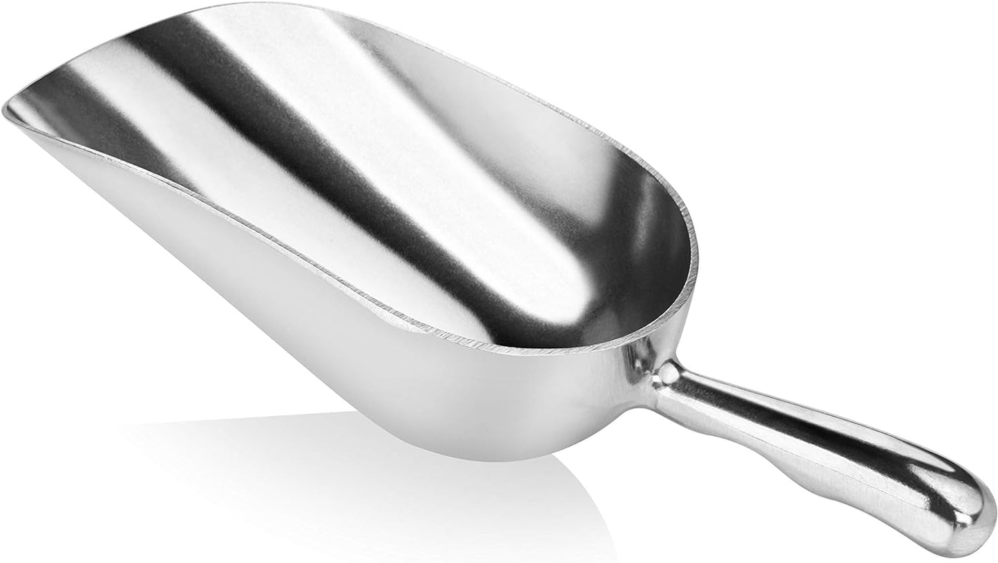 New Star Foodservice 34509 One-Piece Cast Aluminum Round Bottom Bar Ice Flour Utility Scoop, 5-Ounce, Silver (Hand Wash Only)