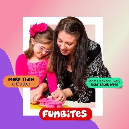FUNBITES Crustless Sandwich Cutter for Kids Lunch, Uncrustable Sandwich Cutter (6-piece set), Bite-Size Food Cutter for Toddlers, Bento Box Accessories, Dishwasher Safe, Squares/Hearts/Triangles 3pk