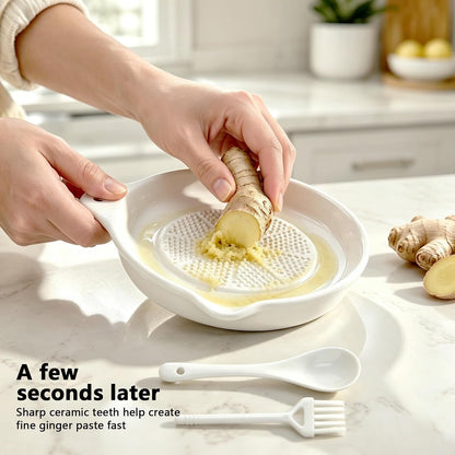 Multipurpose Garlic Grater Plate, Japanese Ceramic Grinder Plate, Ginger Grater Plate for Onion, Cheese, Lemon, Wasabi, Fruits and Vegetables in Kitchen