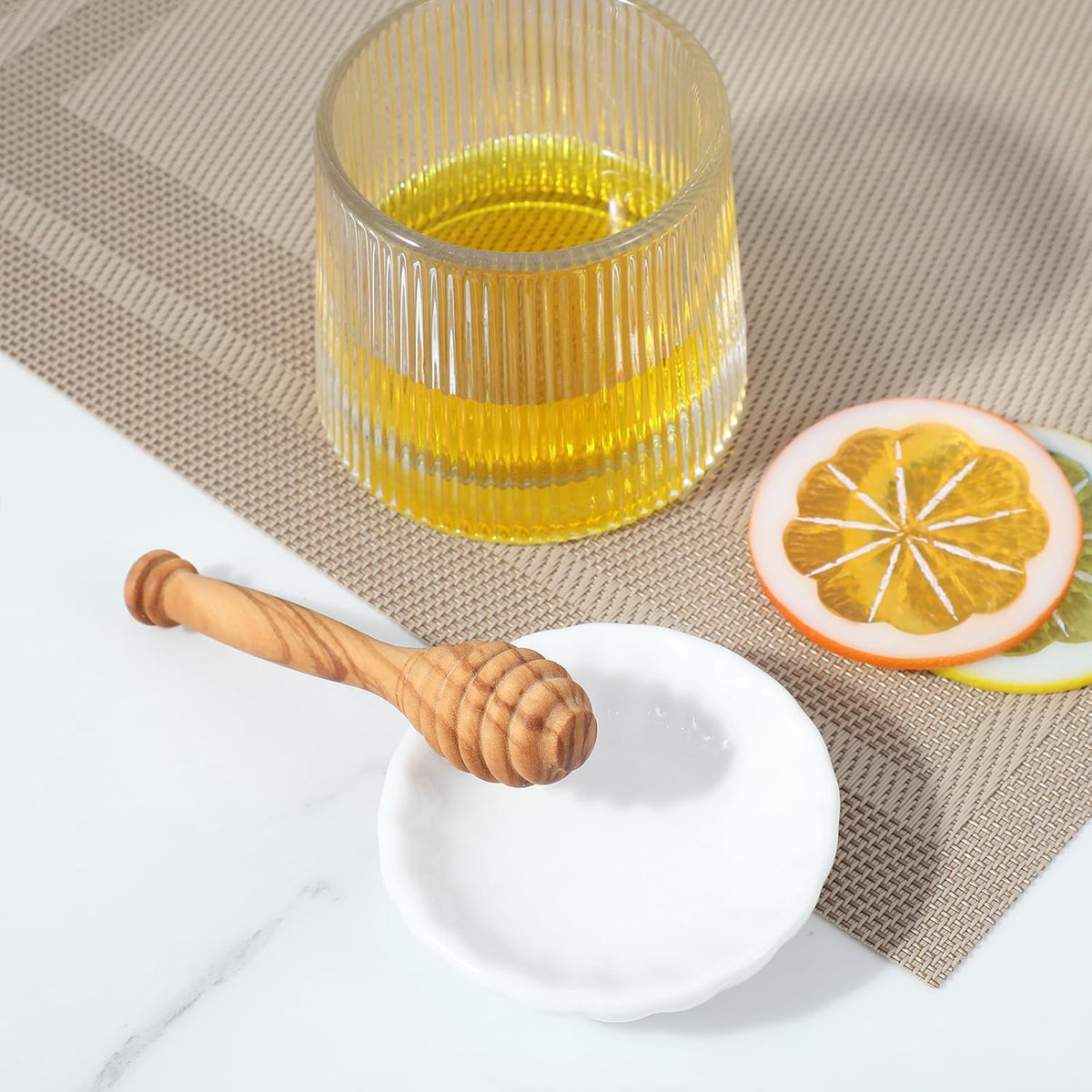 Ymapinc 3.94 Inch Mini Honey Dipper Stick, Olive Wooden Honey Spoon, Wooden Dipper for Tea/Jars, Durable Premium Kitchen Accessories