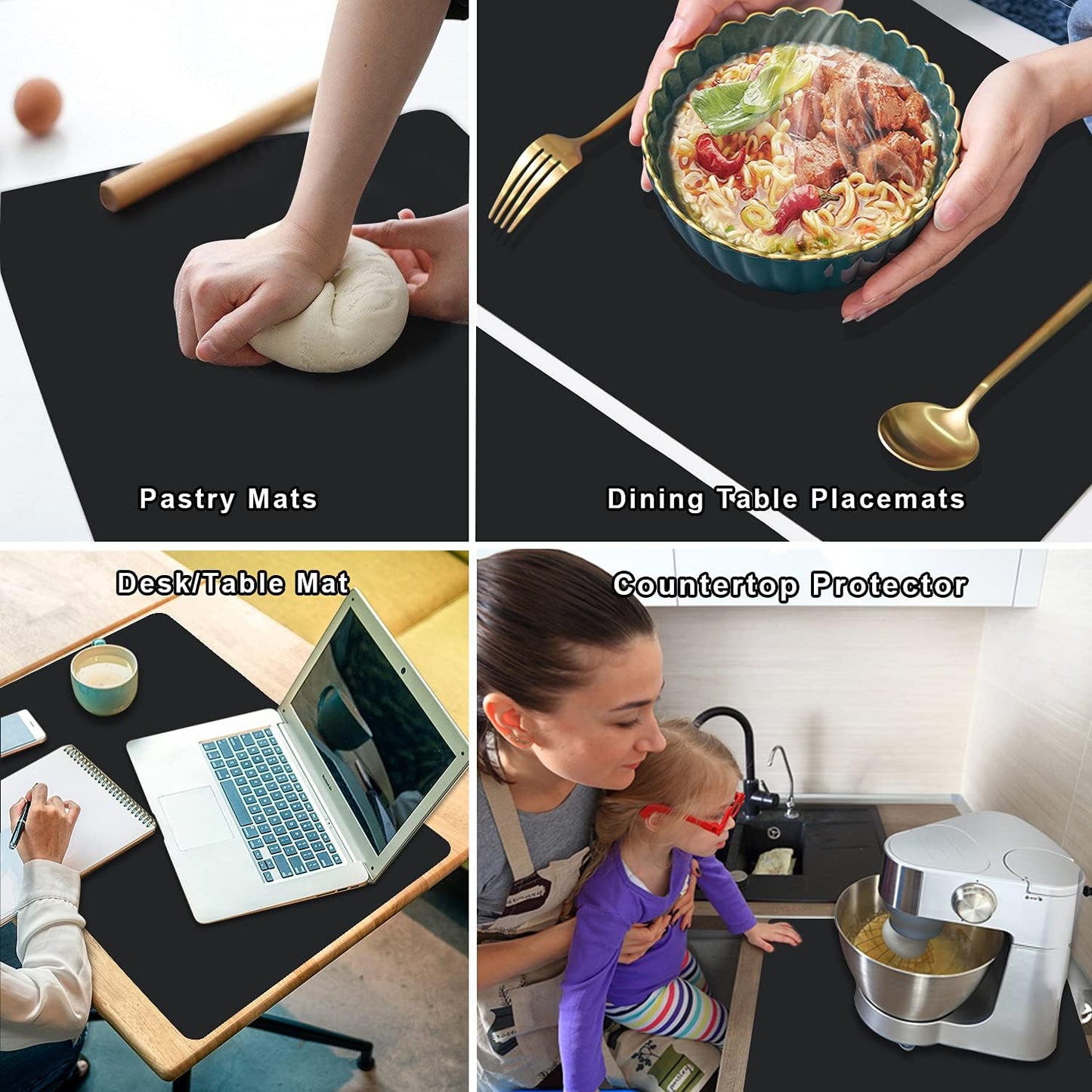 Extra Large Silicone Mats for Kitchen Counter, 27.6'' x 19.7'' Nonskid Silicone Placemats for Kids, Nonstick Purple Silicone Mat for Baking Crafts, Silicone Dab Mat Heat Resistant, 1Pack - Colors B