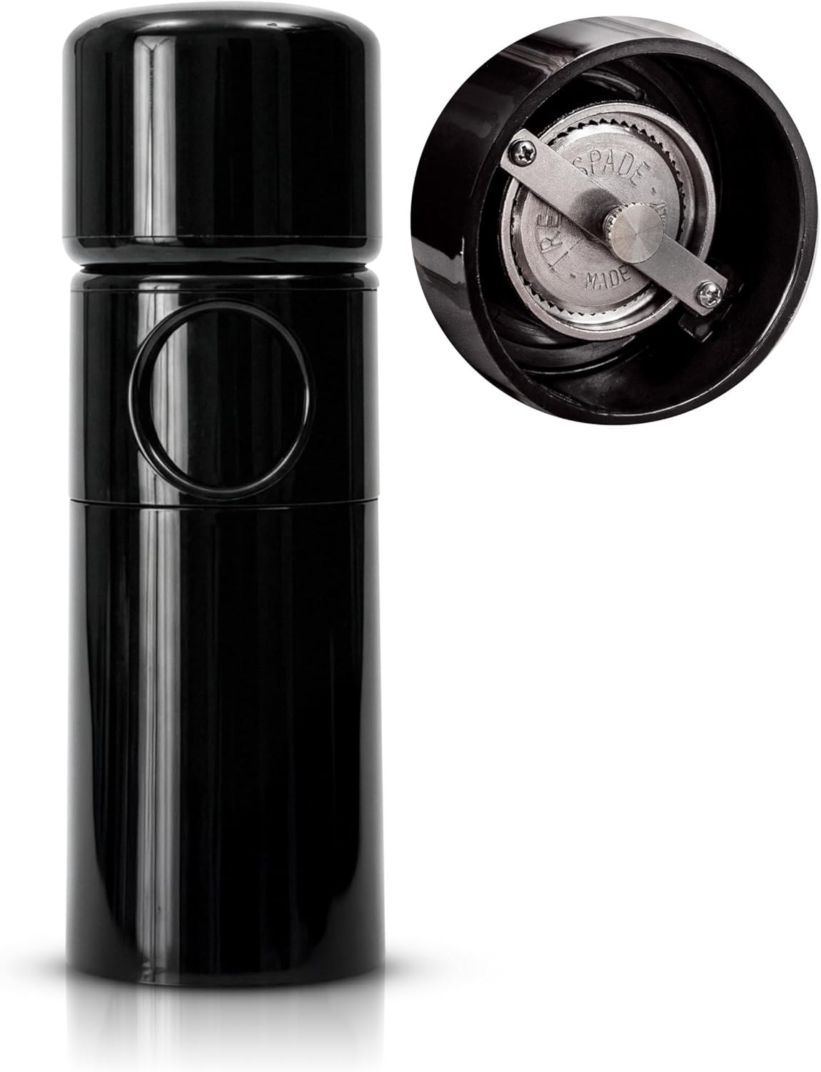 MAGNUM PEPPER GRINDER, Unicorn by TRE SPADE,Premium Manual Pepper Grinder with Steel Burrs, Adjustable Coarseness, High-Capacity Output, ABS Plastic, 6 Inch Small Size, Made in Italy
