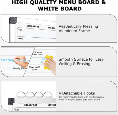 EAONE Weekly Meal Planner & Whiteboard for Wall Double-Sided, 16 x 12 IN Magnetic Dry Erase Menu Board for Kitchen/Food Calendar/Grocery Shopping Lists, with 8 Markers & Eraser & 4 Magnets
