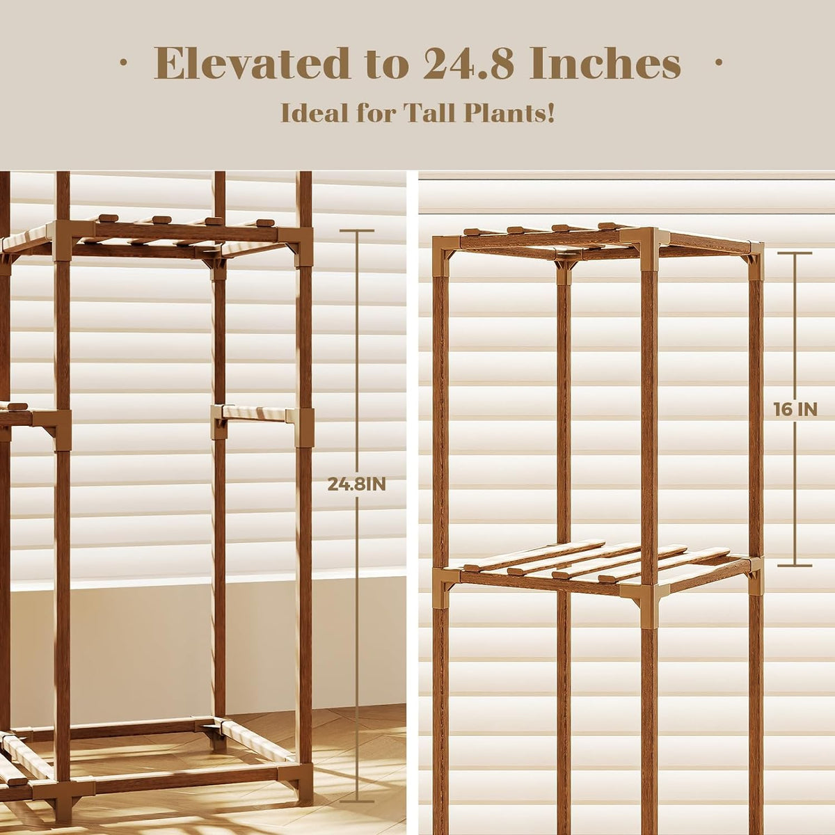 Bamworld Plant Stand Indoor Plant Shelf Outdoor Wood Plant Rack