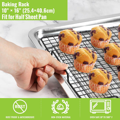 HULISEN Cooling Rack, 16 x 10 Inch Nonstick Baking Rack with Handles
