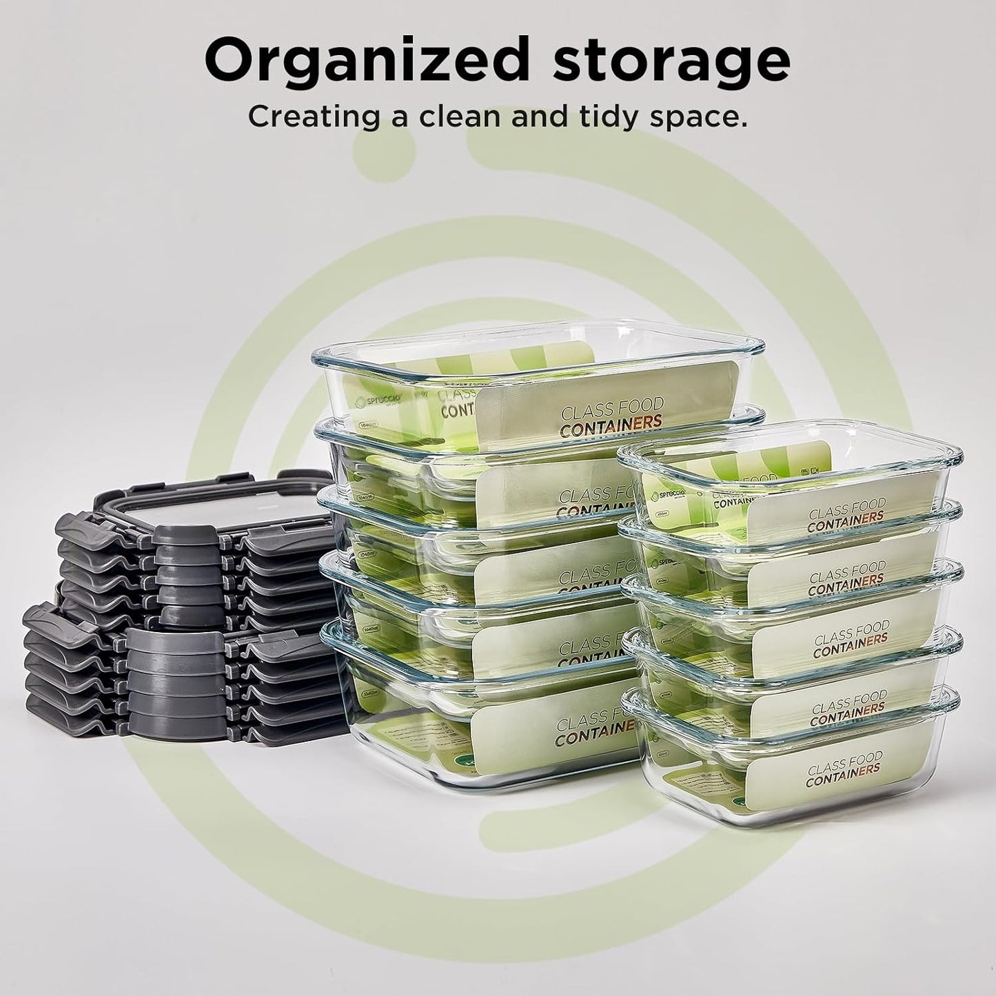 Glass Food Storage Containers with Lids,10 pack [36oz*5+13.5oz*5], Glass Meal Prep Container with Airtight Lids, Microwave Safe Food Container Set, BPA Free, LeakProof, Ideal for Lunch