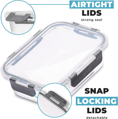 Igluu Meal Prep Glass Containers with Air Vent Lids (5 Pack+Extra Lid) – Airtight & BPA-Free – Oven, Microwave, Freezer and Dishwasher Safe – 28oz – Durable Borosilicate Glass