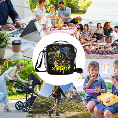 cfpolar Skull Skateboard Lunch Box for Boys Girls, Insulated Lunch Bags for Kids Reusable Mini Cooler Lunch Tote Lunchbox Thermal Meal Tote Kit with Shoulder Strap for Work School Picnic