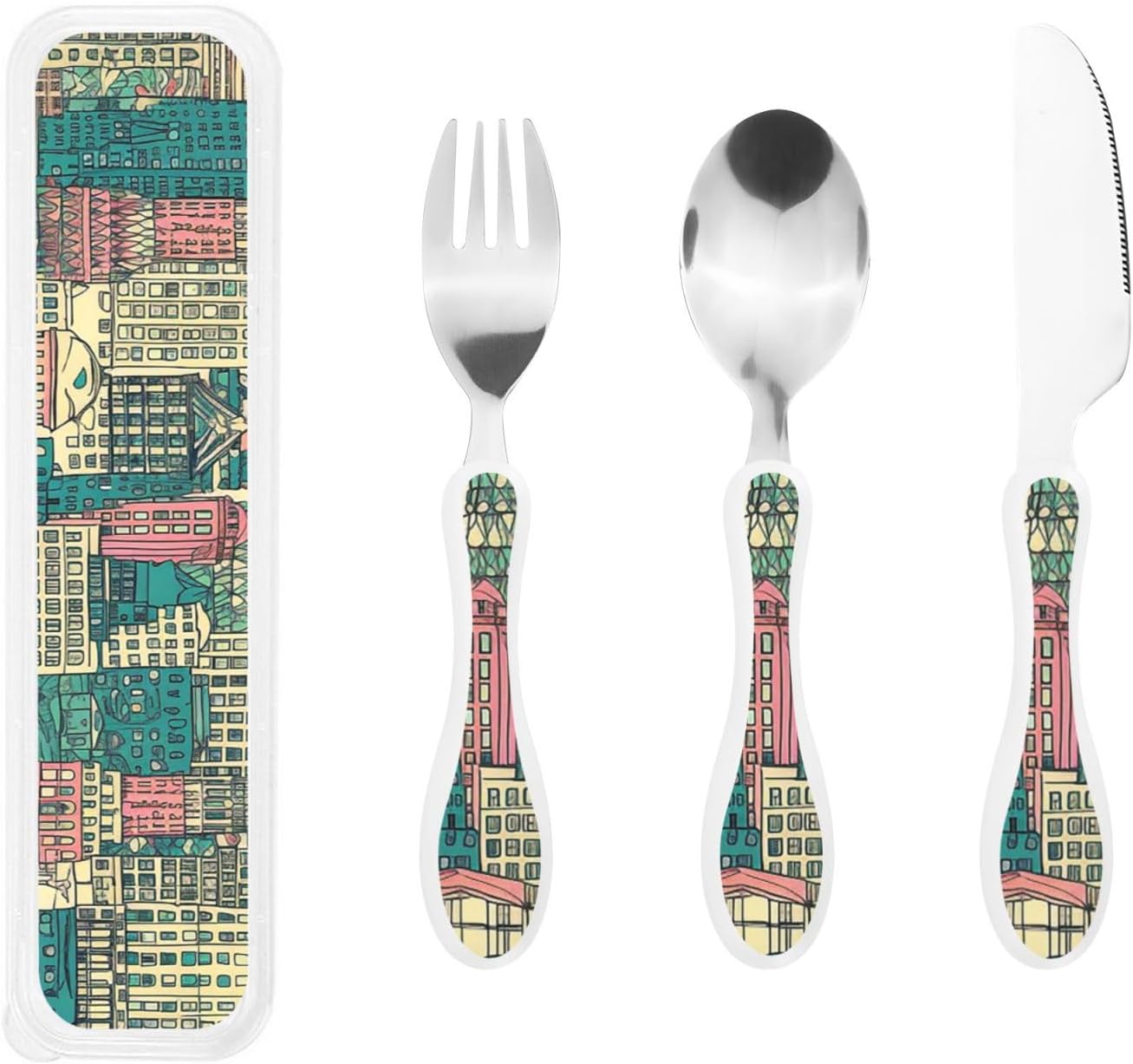 3-Piece Kids Silverware Set With Storage Case, Stainless Steel Reusable Children Safe Knife Spoon Fork Set Cartoon Cute Penguin Children Flatware Set For Kids Lunch Box