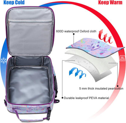 Kids Insulated Lunch Box Bag, Thermal Picnic Cool Bags with Adjustable Strap for Adults Children Women Men Boys Girls School Work (CAM-Blue)