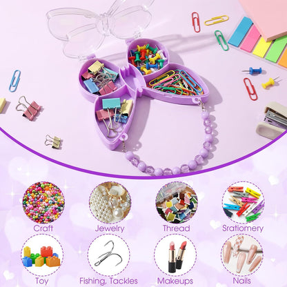 Cunno 6 Pack Valentines Day Containers Butterfly Shaped Food Containers Large Plastic Snack Box Food Storage with Handle Divided Serving Tray Portable Jewelry Organizer for Candy Fruit Purple